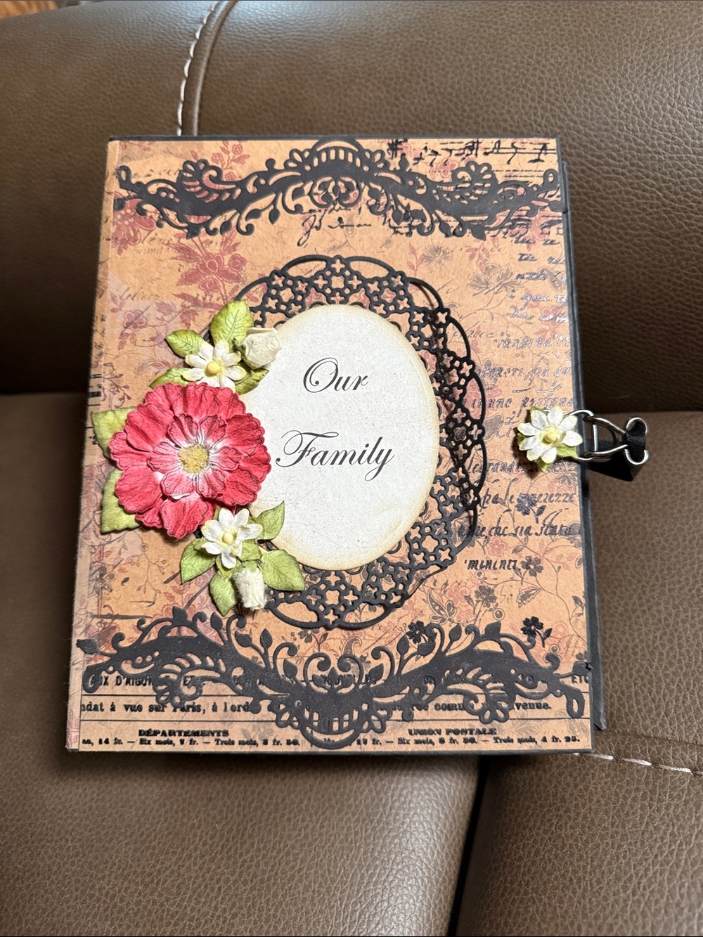 Handmade Floral 'Our Family' Decorative Scrapbook/Keepsake Book